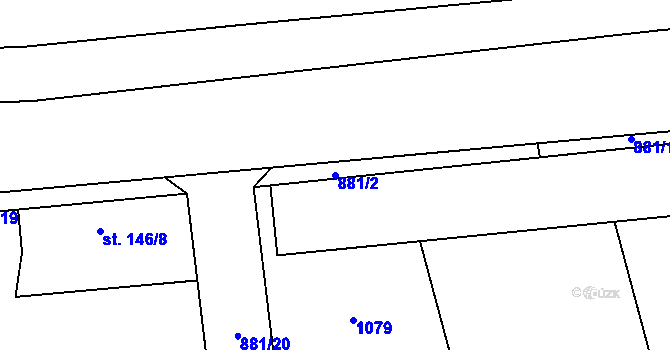 Parcela st. 881/2 v KÚ Tehovec, Katastrální mapa