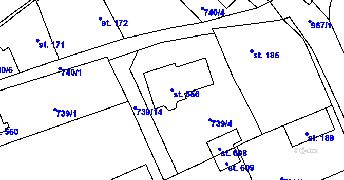 Parcela st. 556 v KÚ Tehovec, Katastrální mapa