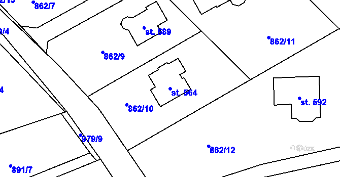 Parcela st. 564 v KÚ Tehovec, Katastrální mapa