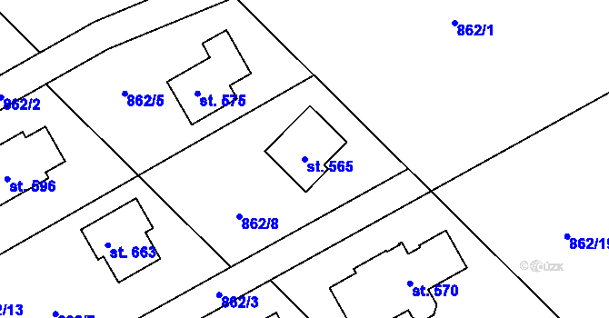 Parcela st. 565 v KÚ Tehovec, Katastrální mapa
