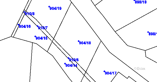 Parcela st. 904/18 v KÚ Tehovec, Katastrální mapa