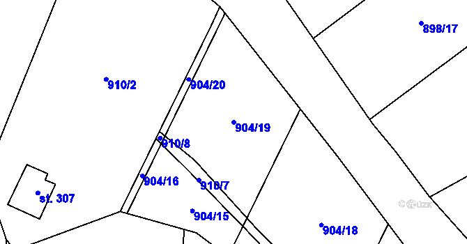 Parcela st. 904/19 v KÚ Tehovec, Katastrální mapa