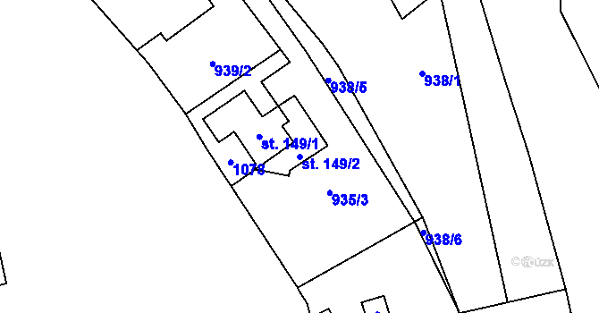 Parcela st. 149/2 v KÚ Tehovec, Katastrální mapa