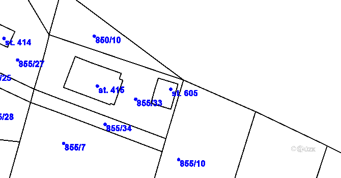 Parcela st. 605 v KÚ Tehovec, Katastrální mapa