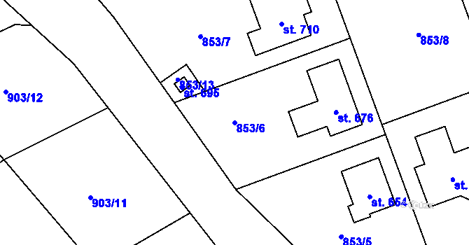Parcela st. 853/6 v KÚ Tehovec, Katastrální mapa