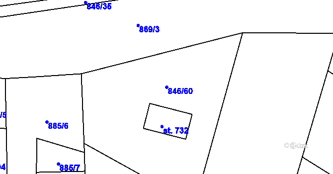 Parcela st. 846/60 v KÚ Tehovec, Katastrální mapa
