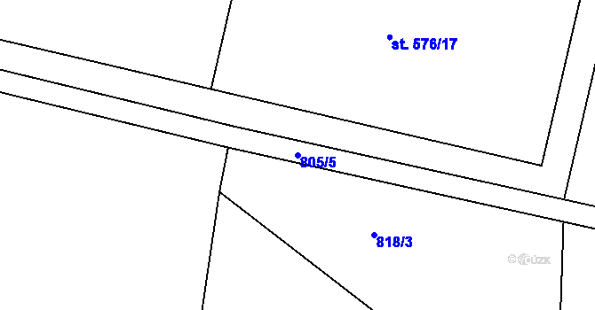Parcela st. 805/5 v KÚ Tehovec, Katastrální mapa