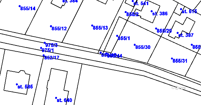Parcela st. 855/43 v KÚ Tehovec, Katastrální mapa