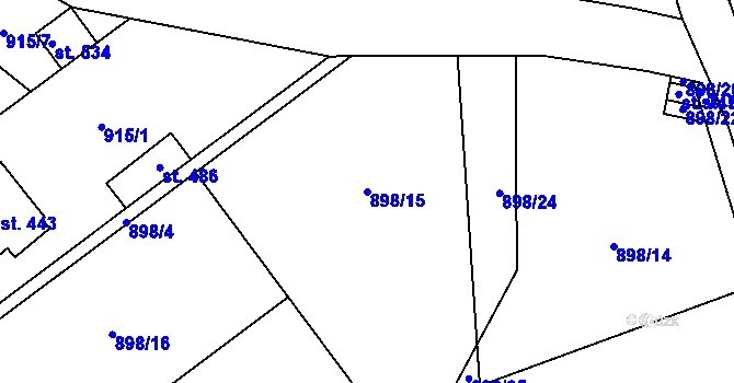 Parcela st. 898/15 v KÚ Tehovec, Katastrální mapa