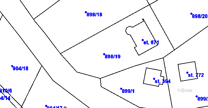 Parcela st. 898/19 v KÚ Tehovec, Katastrální mapa