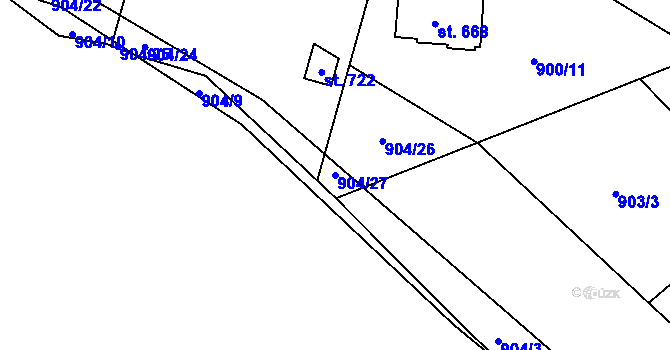 Parcela st. 904/27 v KÚ Tehovec, Katastrální mapa
