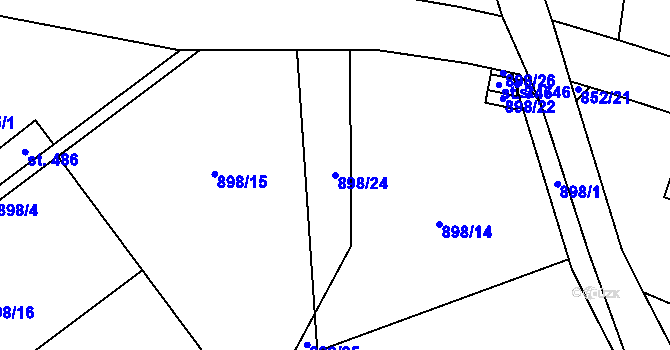 Parcela st. 898/24 v KÚ Tehovec, Katastrální mapa
