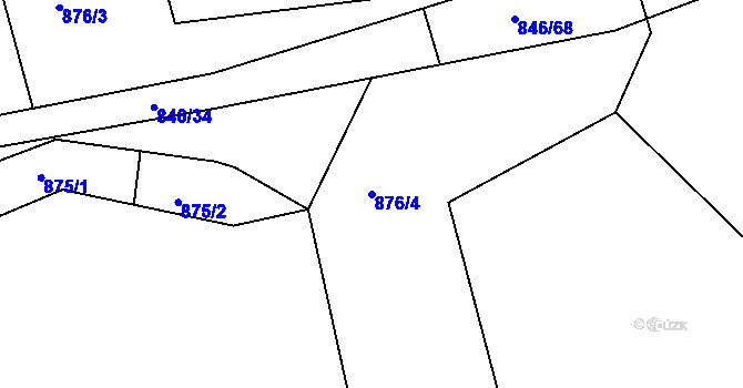 Parcela st. 876/4 v KÚ Tehovec, Katastrální mapa