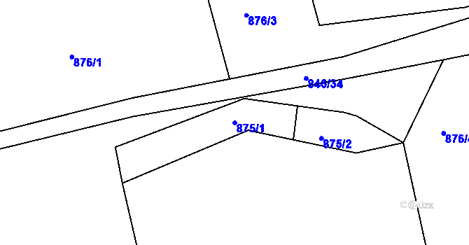Parcela st. 875/1 v KÚ Tehovec, Katastrální mapa