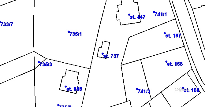 Parcela st. 737 v KÚ Tehovec, Katastrální mapa