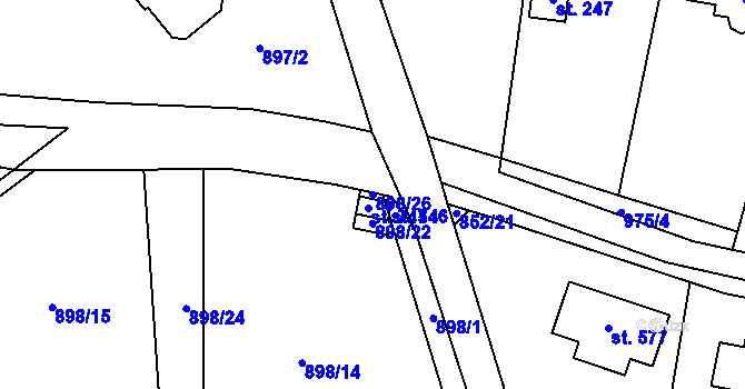 Parcela st. 898/26 v KÚ Tehovec, Katastrální mapa