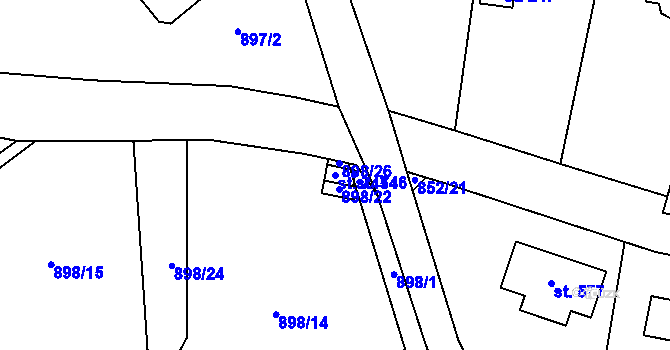 Parcela st. 745 v KÚ Tehovec, Katastrální mapa