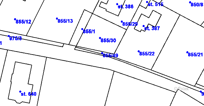 Parcela st. 855/49 v KÚ Tehovec, Katastrální mapa