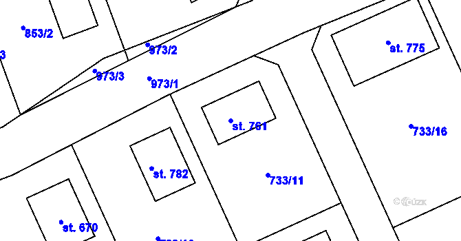 Parcela st. 761 v KÚ Tehovec, Katastrální mapa
