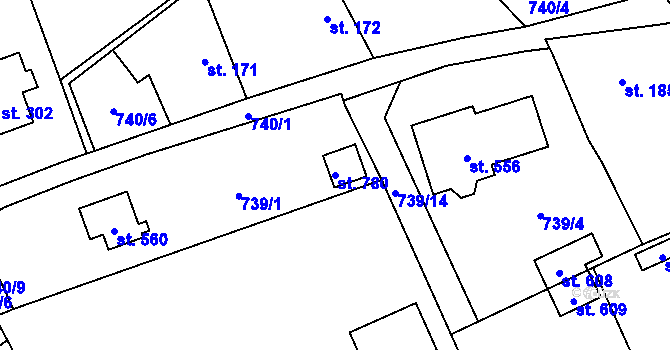 Parcela st. 780 v KÚ Tehovec, Katastrální mapa