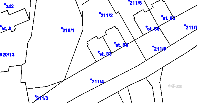 Parcela st. 83 v KÚ Těchanov, Katastrální mapa