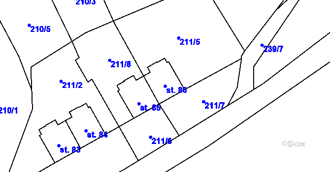 Parcela st. 86 v KÚ Těchanov, Katastrální mapa
