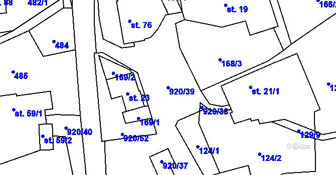 Parcela st. 920/39 v KÚ Těchanov, Katastrální mapa