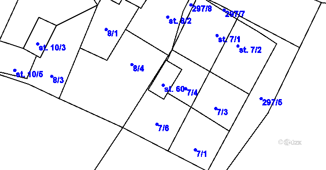 Parcela st. 60 v KÚ Jezerce, Katastrální mapa