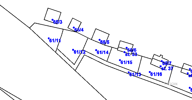 Parcela st. 61/14 v KÚ Jezerce, Katastrální mapa