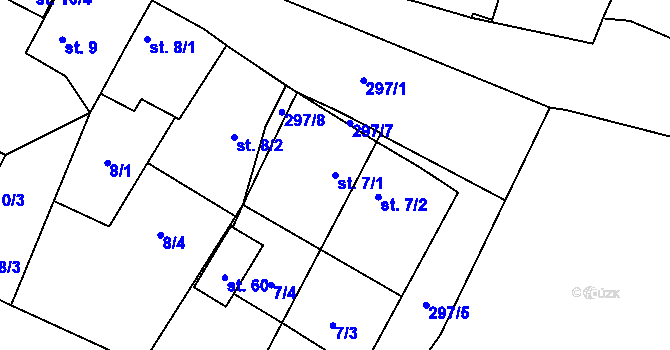 Parcela st. 7/1 v KÚ Jezerce, Katastrální mapa