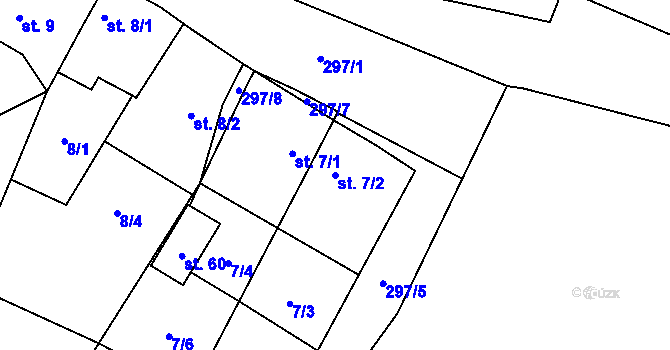 Parcela st. 7/2 v KÚ Jezerce, Katastrální mapa