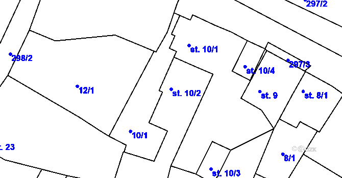 Parcela st. 10/2 v KÚ Jezerce, Katastrální mapa