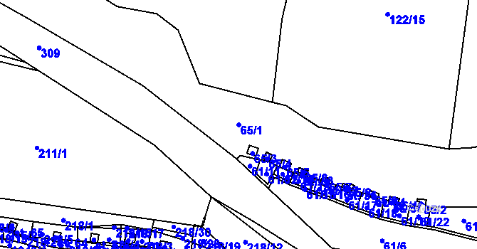 Parcela st. 65/1 v KÚ Jezerce, Katastrální mapa