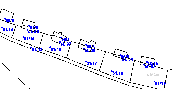 Parcela st. 65/8 v KÚ Jezerce, Katastrální mapa