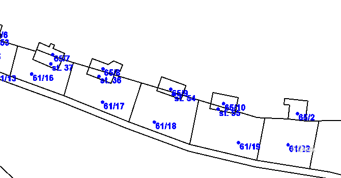 Parcela st. 65/9 v KÚ Jezerce, Katastrální mapa