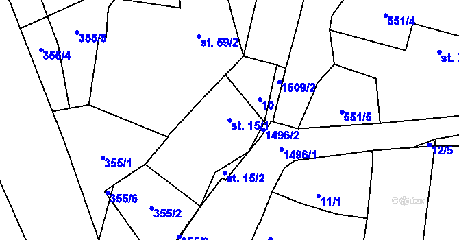 Parcela st. 15/1 v KÚ Těchlovice u Stříbra, Katastrální mapa