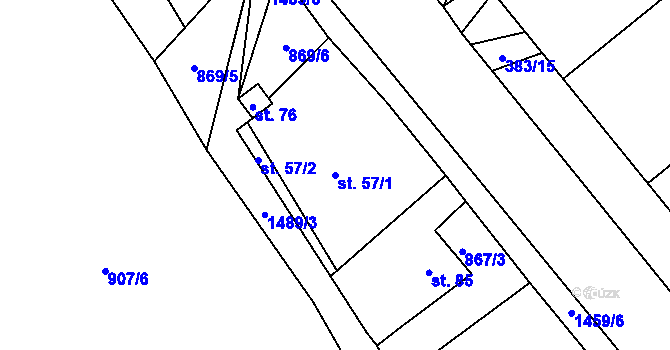 Parcela st. 57/1 v KÚ Těchlovice u Stříbra, Katastrální mapa