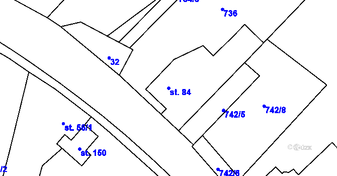 Parcela st. 84 v KÚ Těchlovice u Stříbra, Katastrální mapa