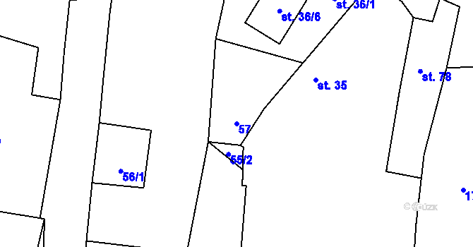Parcela st. 57 v KÚ Těchlovice u Stříbra, Katastrální mapa