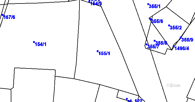 Parcela st. 155/1 v KÚ Těchlovice u Stříbra, Katastrální mapa