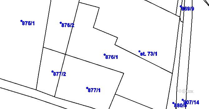 Parcela st. 876/1 v KÚ Těchlovice u Stříbra, Katastrální mapa