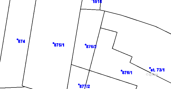Parcela st. 876/2 v KÚ Těchlovice u Stříbra, Katastrální mapa