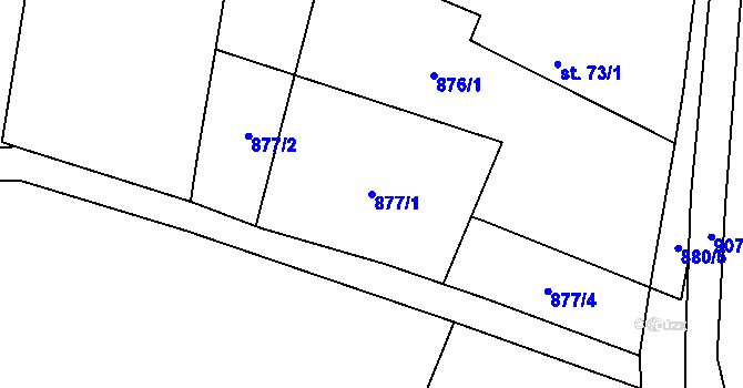Parcela st. 877/1 v KÚ Těchlovice u Stříbra, Katastrální mapa