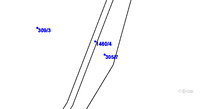 Parcela st. 305/7 v KÚ Těchlovice u Stříbra, Katastrální mapa