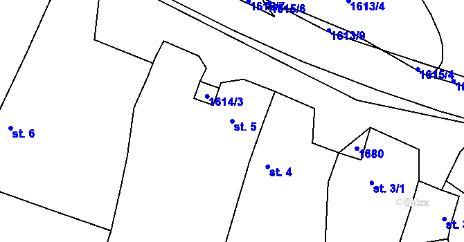 Parcela st. 5 v KÚ Víchov, Katastrální mapa