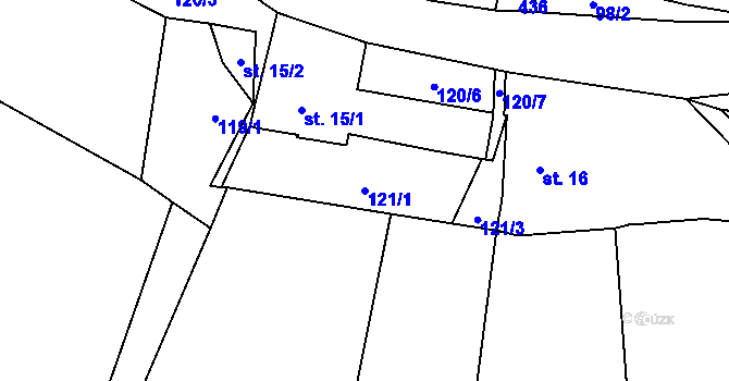 Parcela st. 121/1 v KÚ Babětín, Katastrální mapa