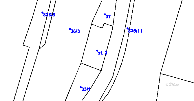 Parcela st. 3 v KÚ Těchlovice nad Labem, Katastrální mapa