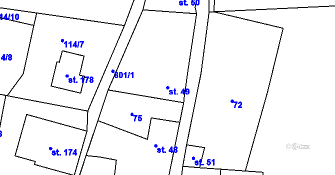 Parcela st. 49 v KÚ Těchlovice nad Labem, Katastrální mapa