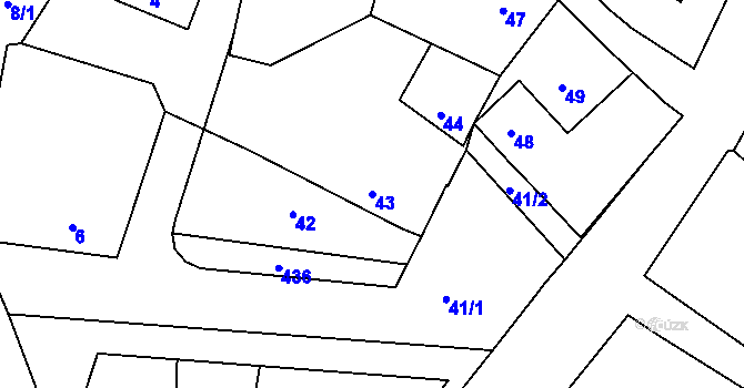Parcela st. 43 v KÚ Těchlovice u Hradce Králové, Katastrální mapa