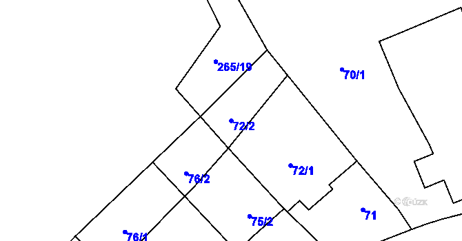 Parcela st. 72/2 v KÚ Těchlovice u Hradce Králové, Katastrální mapa